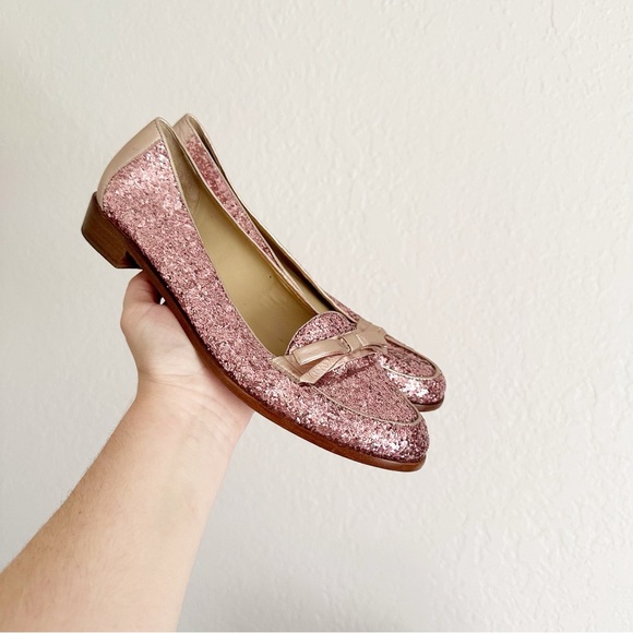 Kate Spade Pink Glitter Cora Slip On Loafers - Picture 1 of 11